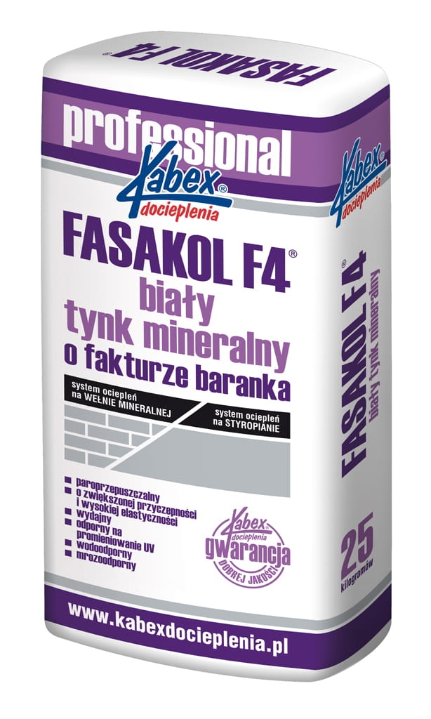 Mineralny tynk biały Kabex Fasakol F4 25kg baranek
