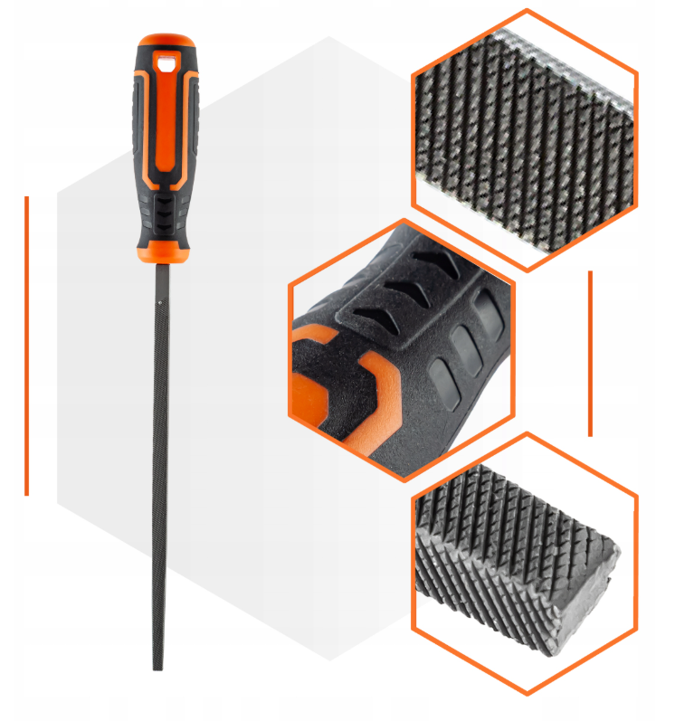Pilnik do metalu kątowy 200mm stal T10 POLAX 41-027