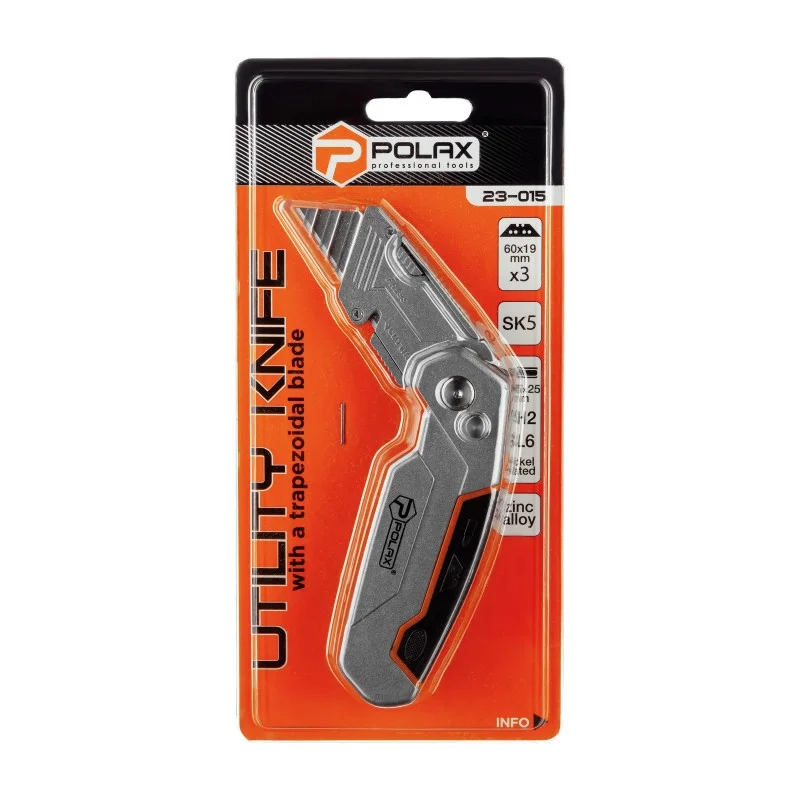 Nóż z ostrzem trapezowym 19mm POLAX 23-015