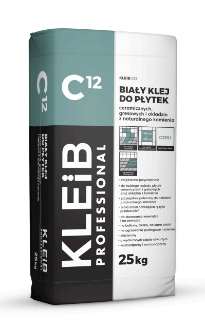 Elastyczny klej biały do płytek Kleib C12B 25kg
