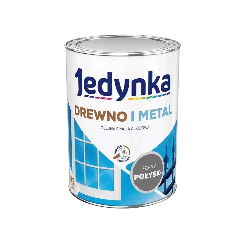 Farba do drewna i metalu Jedynka Alkid Szary jasny 0,9 l. połysk