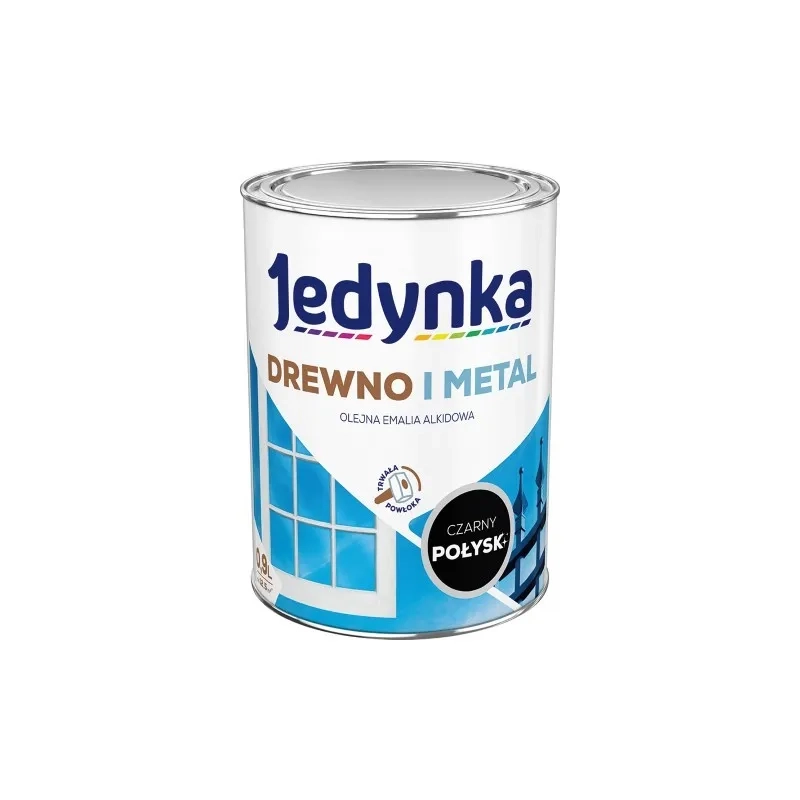 Farba do drewna i metalu Jedynka Alkid czarny 0,9L połysk