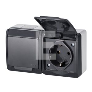 Gniazdo IP44 podwójne 2x2P+Z antracyt 0325-07