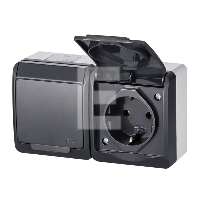 Gniazdo IP44 podwójne 2x2P+Z antracyt 0325-07