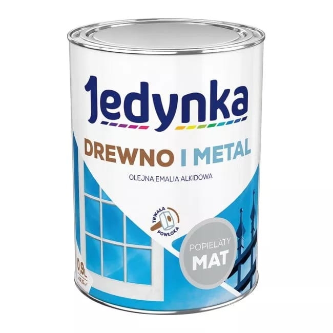 Farba do drewna i metalu Jedynka Alkid Popielaty 0,9L MAT