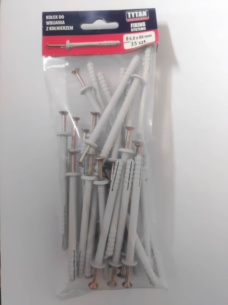 Tytan Kołek do wbijania z kołnierzem 6x80mm 35szt