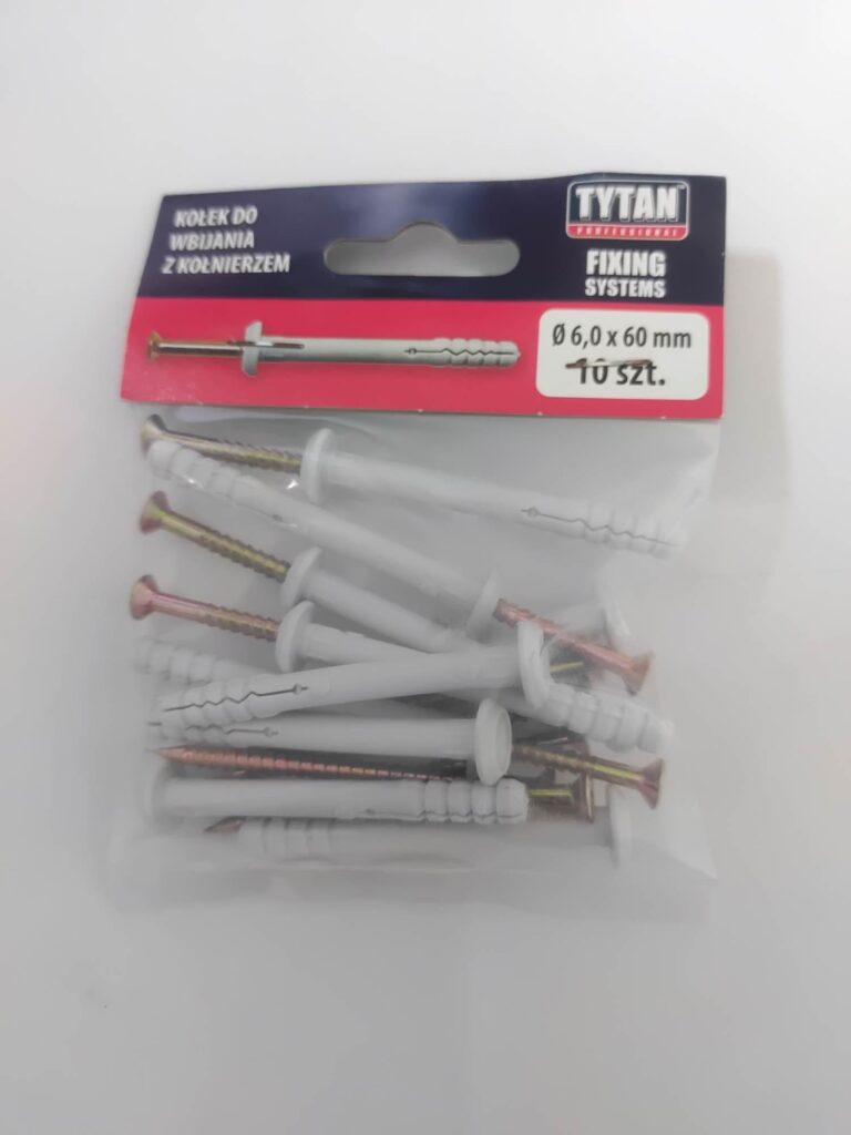 Tytan Kołek do wbijania z kołnierzem 6x60mm 10szt