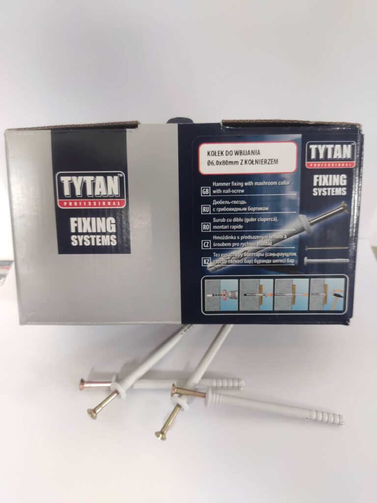 Tytan Kołek do wbijania z kołnierzem 6x80mm 100szt